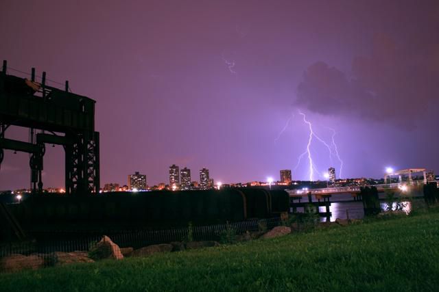 From the West Side, lightning over NJ